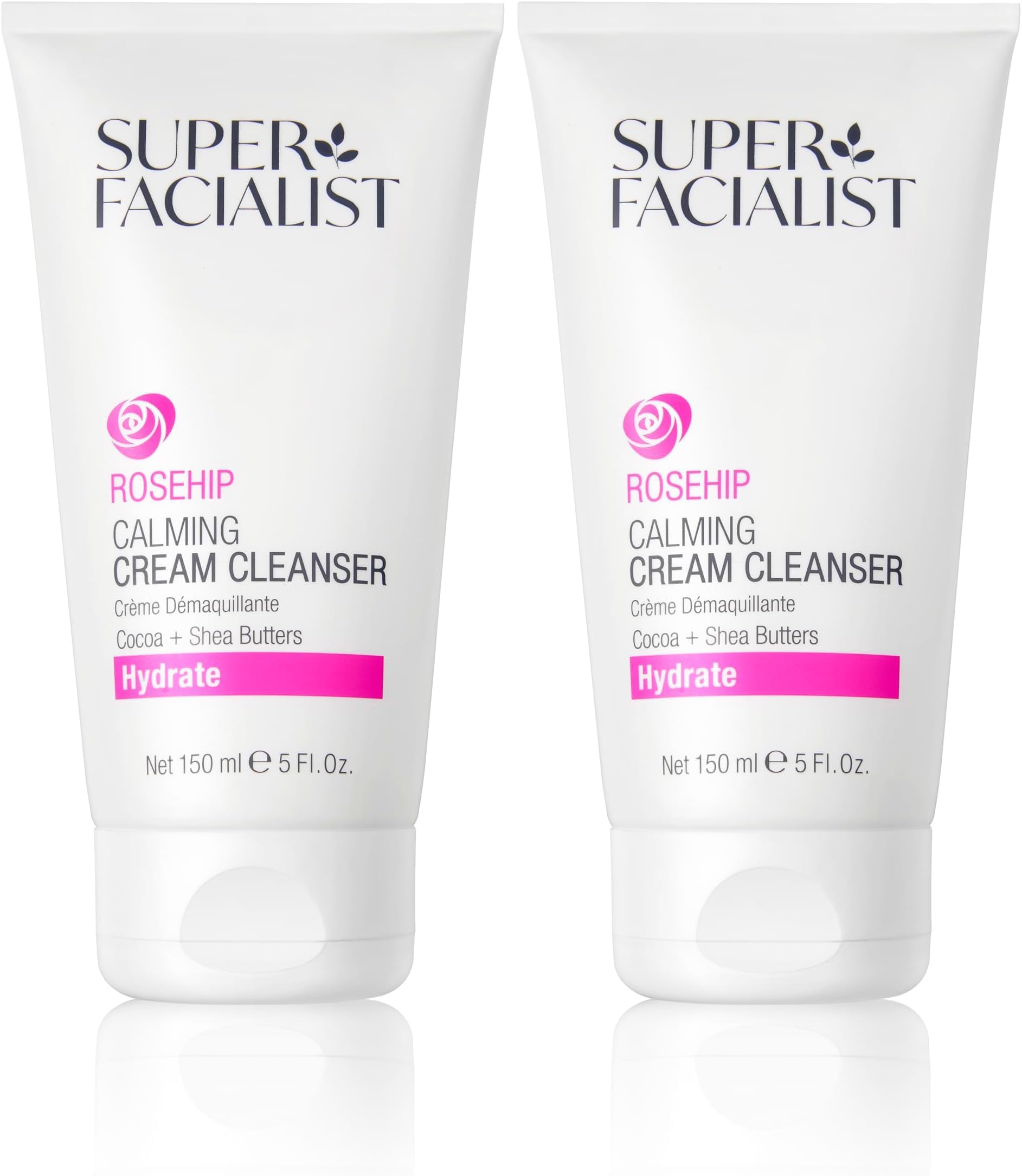 Super Facialist Hydrate Calming Creamy Cleanser- Ultra-Gentle Cleanser & Makeup Remover with Shea Butter, Cocoa Butter & Vitamin B 5 for Sensitive Skin, Hydrating & Vegan Friendly, 150ml (Pack of 2)