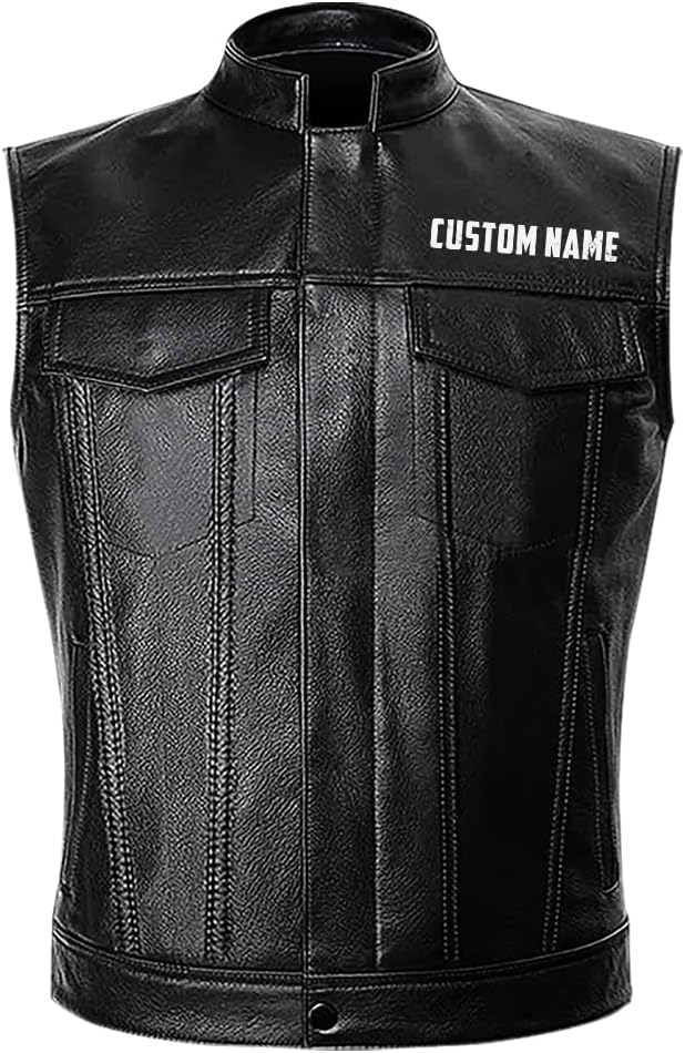 America Needs Me|Proud Us Army Veteran|Custom Name |Men Black Leather Vest Jacket Coat