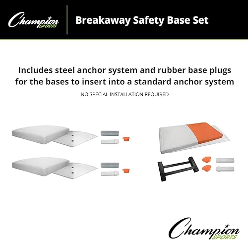 Miniatura 4 de Champion Sports Breakaway Safety - Juego de base de béisbol de 3 piezas con doble primera base, goma moldeada, tamaño oficial, construcción de goma
