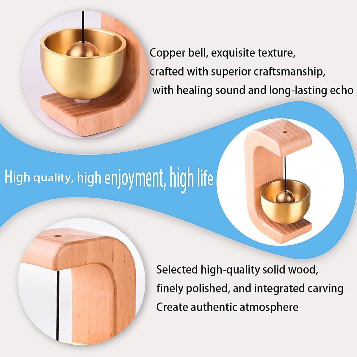 Brass Magnetic Door Bell Chime 2pcs, Shopkeepers Bell for Door Opening, Decorative Door Chime for Home, Office, Shop