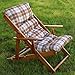 Maslegno Fauteuil / chaise longue.avec coussin rembourré, transats en bois pliable réglable en 3 positions, 100 cm de hauteur, pour intérieur ou extérieur marron