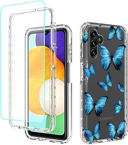 Funda para Galaxy A13 5G, Samsung A13 con protector de pantalla de vidrio templado, cuerpo completo, a prueba de golpes, transparente, suave,