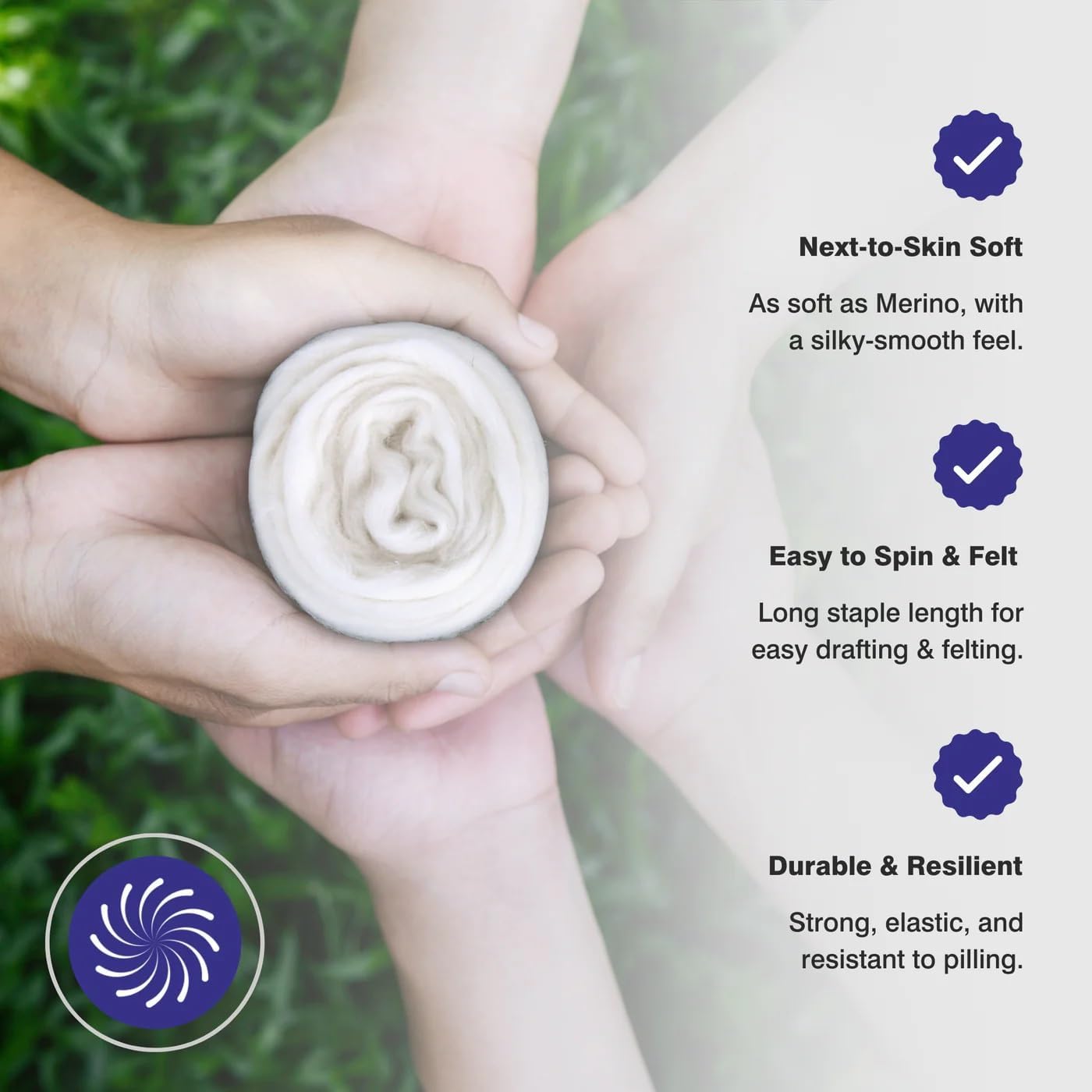 Revolution Fibers Polwarth Wool Top | Soft Chunky Jumbo Yarn for Arm Knitting Blanket |100% Natural Undyed (Off-White) Wool Roving for Spinning, Dyeing, Weaving, Wet and Needle Felting (16, Ounces)