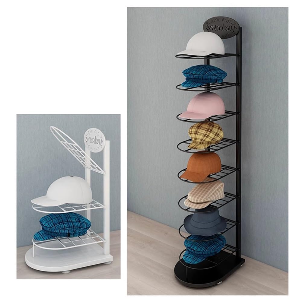 GZHERVICES Estante de exhibición de Sombreros Independiente para Tienda minorista, Estante para Gorras de béisbol, Organizador de Gorras, Soporte de Almacenamiento de Sombreros de Metal(Black,3-Tier)