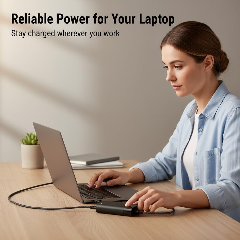 65W USB-C Laptop Charger, Compact Lightweight AC Adapter with Smart Charging Protection, Universal Compatibility with MacBook Dell HP Lenovo Asus Acer, 100-240V Global Voltage image 5