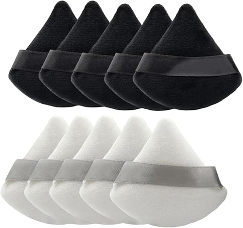 Miniatura 1 de 10 piezas de polvo para polvo, esponja de maquillaje suave triangular para polvo suelto, herramienta de maquillaje en polvo mineral en polvo,