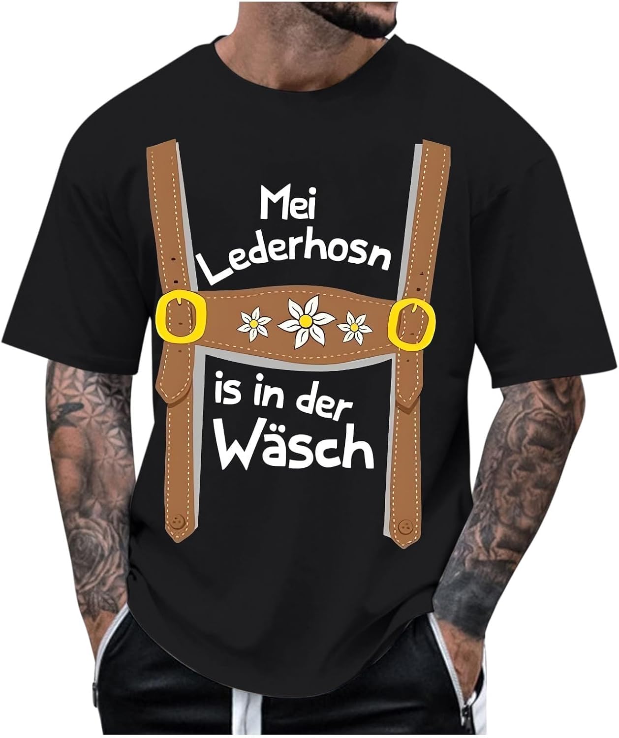 HJINGSUN Oktoberfest Shirt Men Lederhosen Print October Festival Tshirts