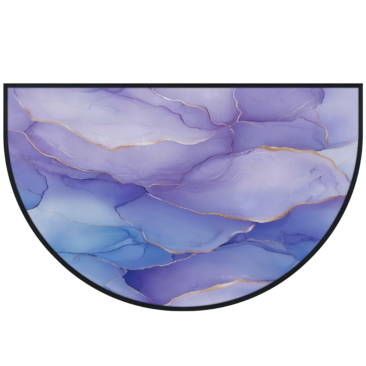 Mexpekil Paillasson demi-rond en forme de marbre avec demi-lune pour intérieur et extérieur - Lavable - Absorbant - Attrape la saleté - 100 x 160 cm