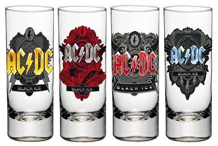 AC/DC SGAC01 Shot Glasses, Glass, Transparent, 4 x 4 x 10.5 cm