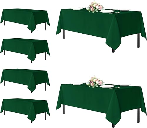 Miniatura 38 de sancua - Manteles blancos rectangulares, paquete de 8 manteles para mesas de 6 pies - Fundas de mesa lavables de poliéster para bodas, fiestas de