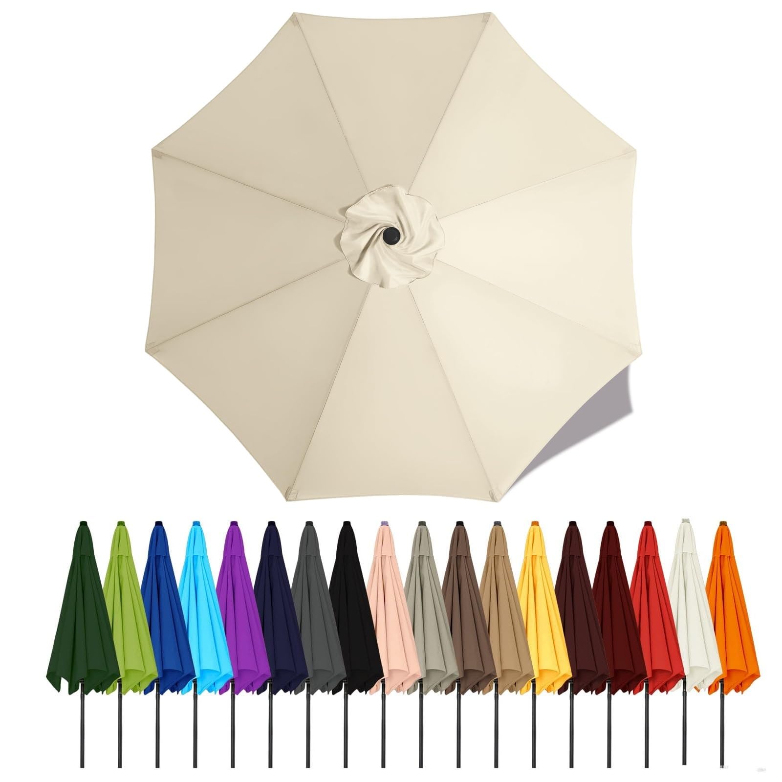 Toldo De Recambio De Sombrilla Cubierta De Repuesto Para Parasol, 2m 2.3m 2.5m 2.7m 2.8m 3m 3.5m 4m 6 Y 8 Varillas Sombrilla En Voladizo para Jardín Patio Piscina Terrazas(Cream white,3.5m - 8Ribs)