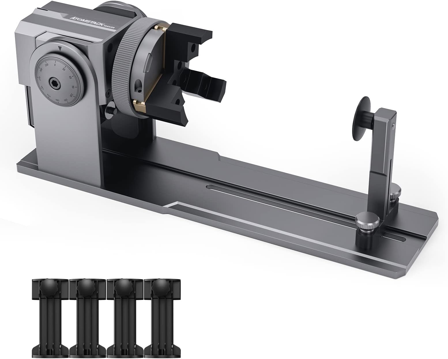 ATOMSTACK R1 Laser Roller - 3 in 1 Laser Rotary with Risers, Multi-Function Engraving Module for Laser Engraver, Jaw Chuck Rotary for Engraving Cylindrical Objects,Wine Glass, Tumbler, Ring