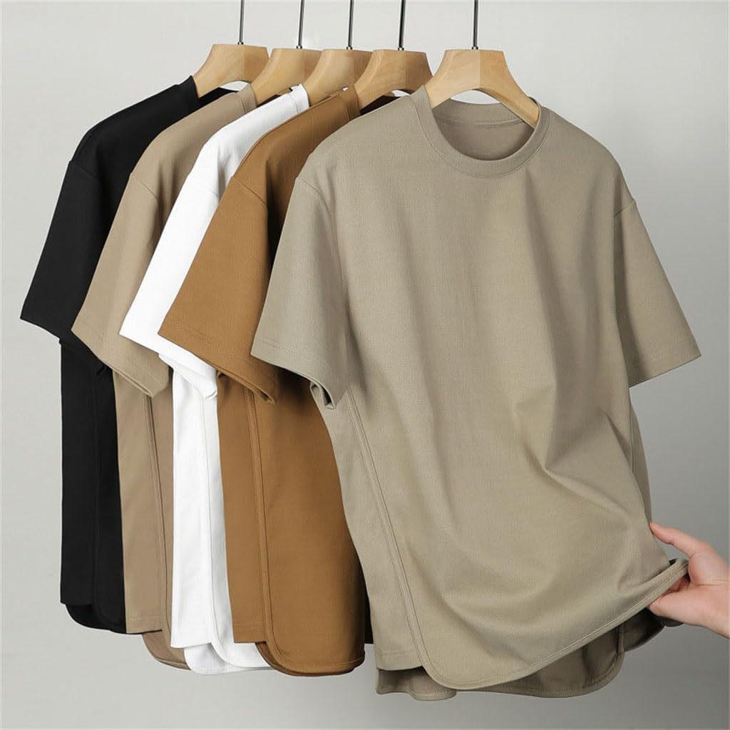 Shoulder Drop Sports Casual Loose Split Short Sleeved T-Shirt for Men