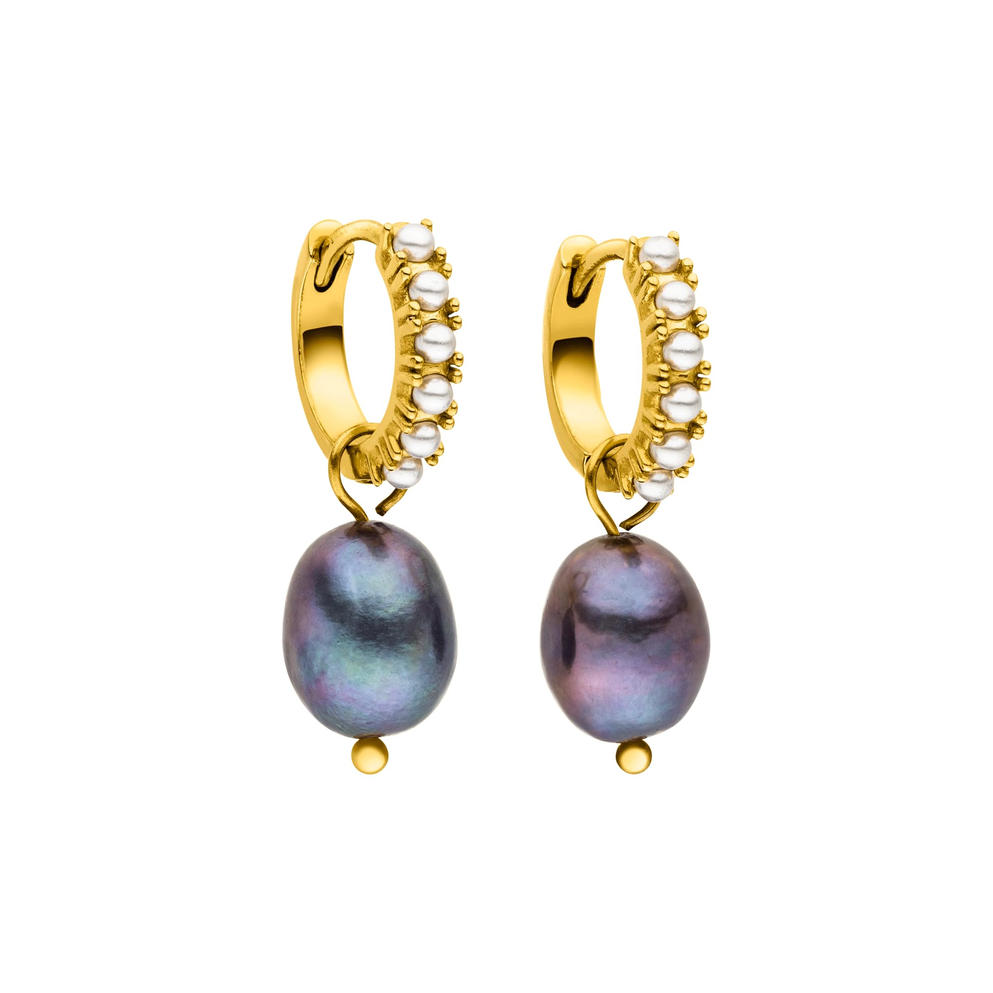 Purelei - Pearly Creolen Damen – Edelstahl 18K vergoldet/rosé/silber – Mit schimmernden Keshiperlen & Glasperlen – Ohrringe Ø 15 mm – Schmuck Unikate