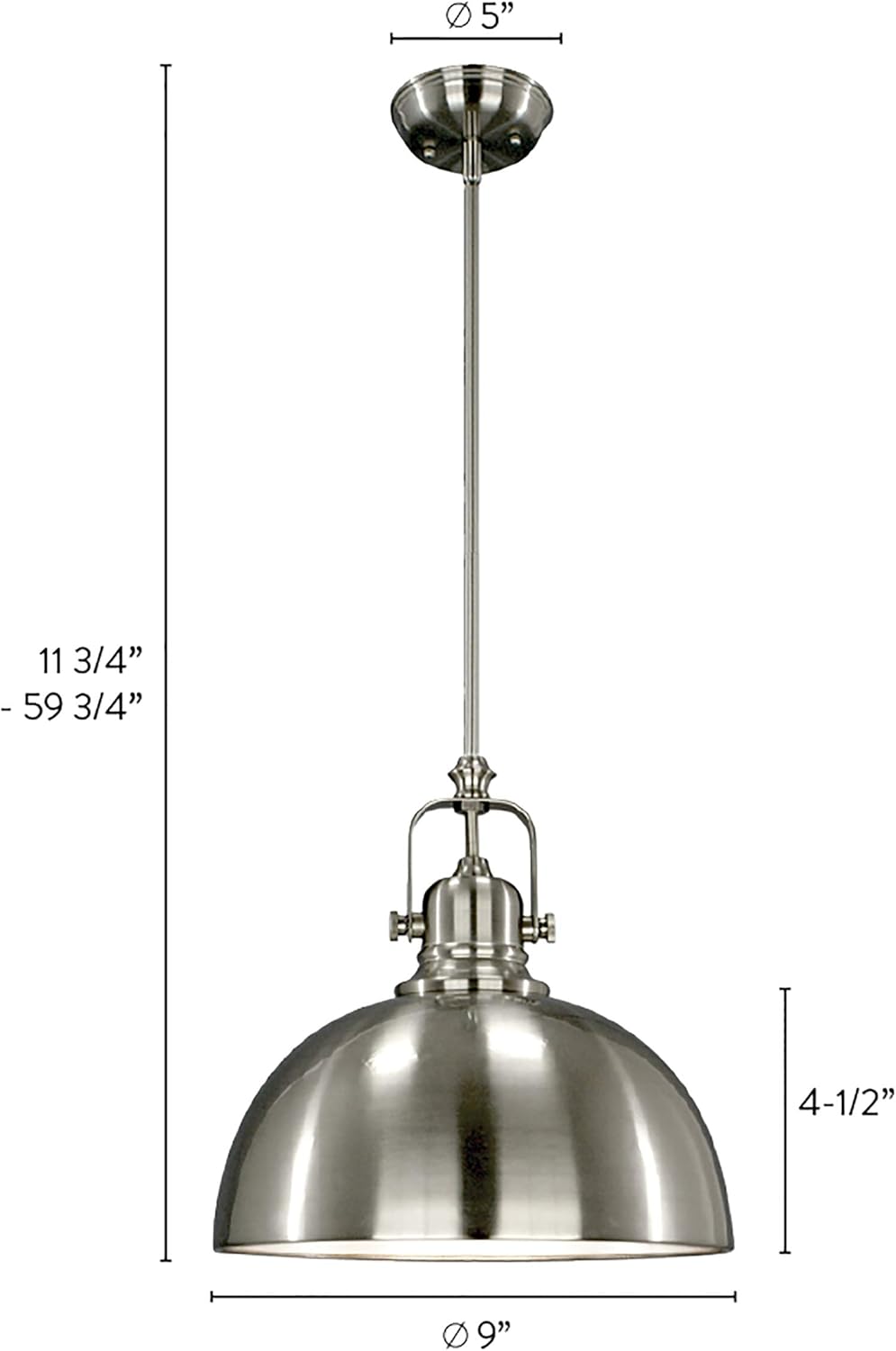 Canarm Polo 1-Light Pendant Light, Silver Finish with White Interior, Transitional Lighting for Kitchen Island, Dining Area or Living Room