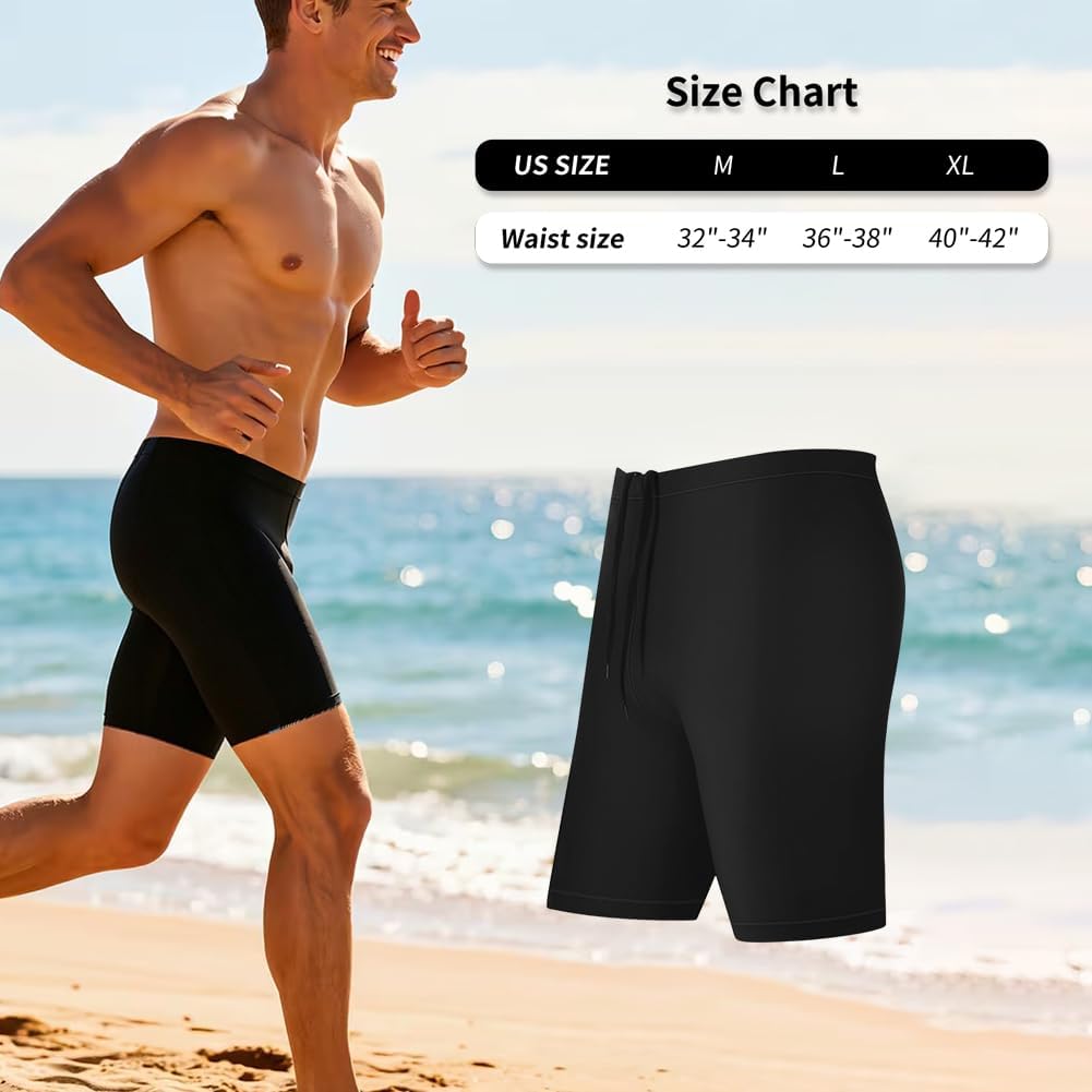 Men's Athletic Swim Jammers Long Square Leg Competitive Swimsuit Quick Dry Racing Training Swimwear