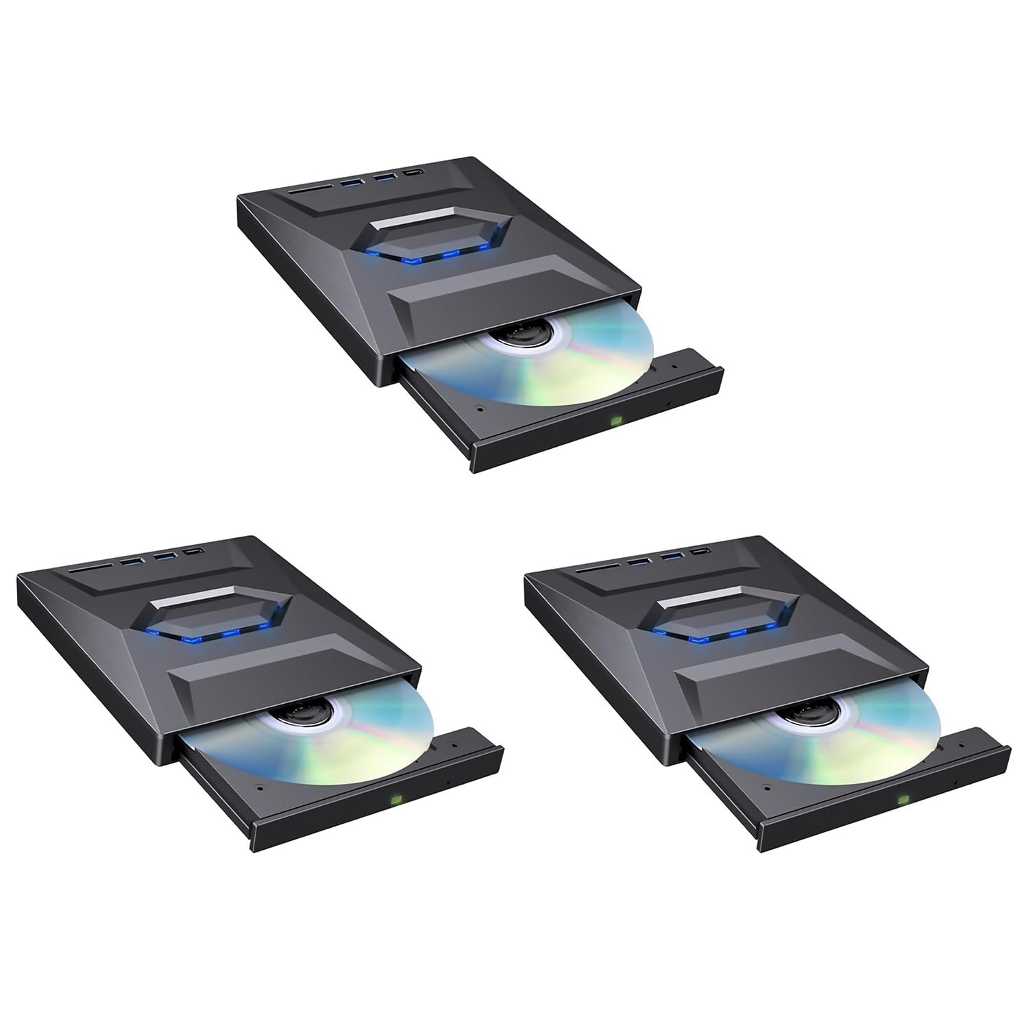 SakerPlus 7-in-1 External USB DVD Drive & Blu-ray Player, USB 3.0/Type-C Portable BD/DVD/CD Burner Reader Writer with USB Hub, SD/TF Card Reader, 6X Blu-ray Optical Drive for Laptop/Desktop (1-Pack) — view 8