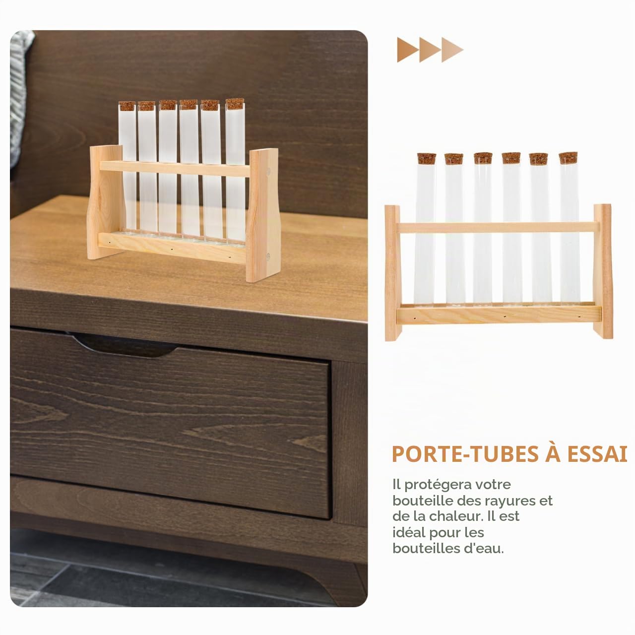 TOPBATHY Support Tube À Essai Bois 6 Tubes Verre 8.66X7.28X2.36 Pouces Porte-Éprouvettes Multifonctionnel Laboratoire Maison École Organiseur Stable
