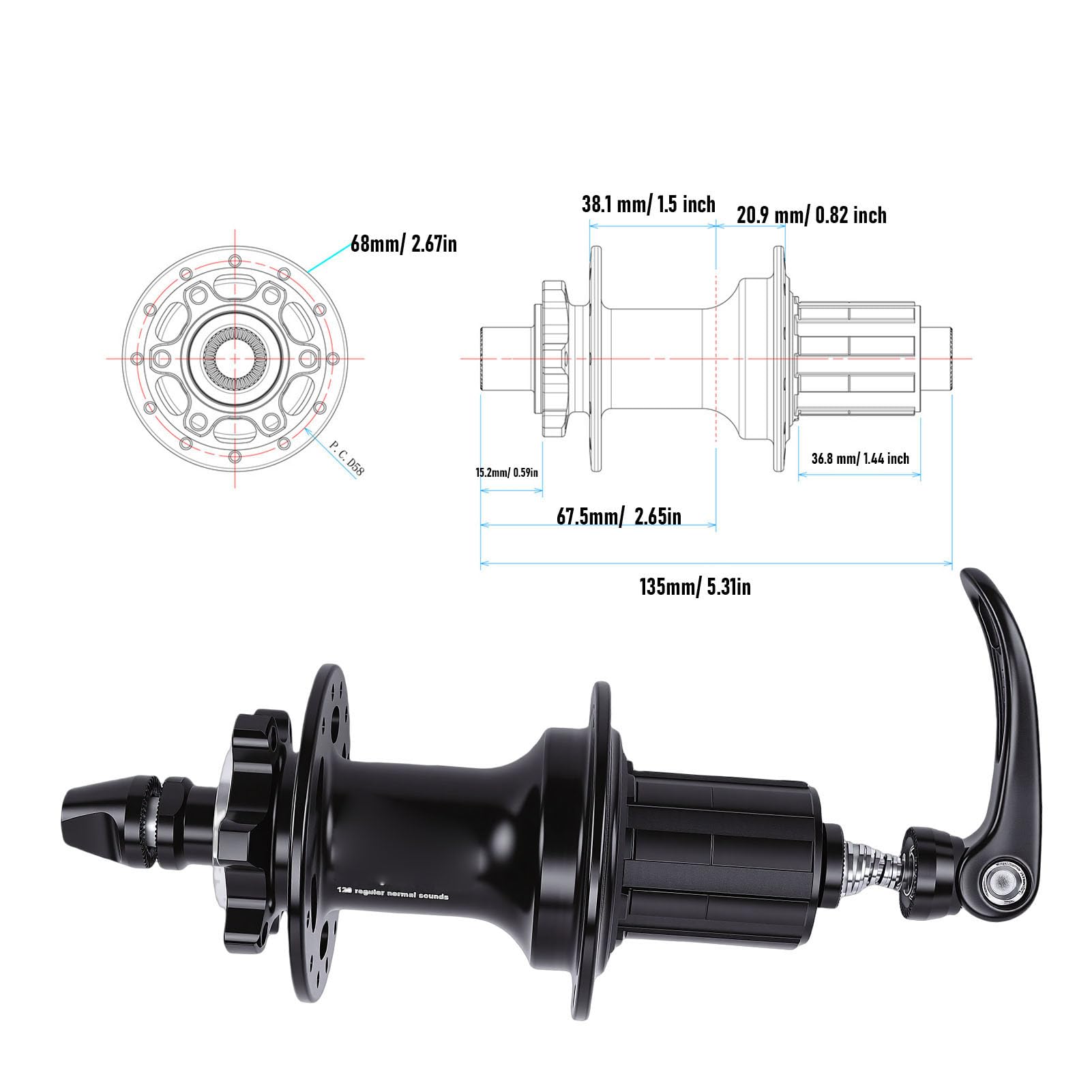 Dpofirs Tylna Piasta Rowerowa, 28-otworowa Piasta Rowerowa ze Stopu Aluminium z Szybkozamykaczem 135mm do Roweru Górskiego Szosowego 8 9 10 11 Prędkości