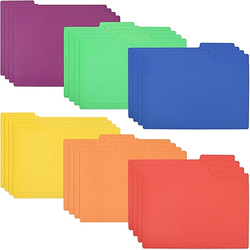 EOOUT 24 carpetas de archivos tamaño carta, 6 colores vibrantes para documentos, pestañas de corte 13, carpetas Manila de 9.6 x 11.5 pulgadas para