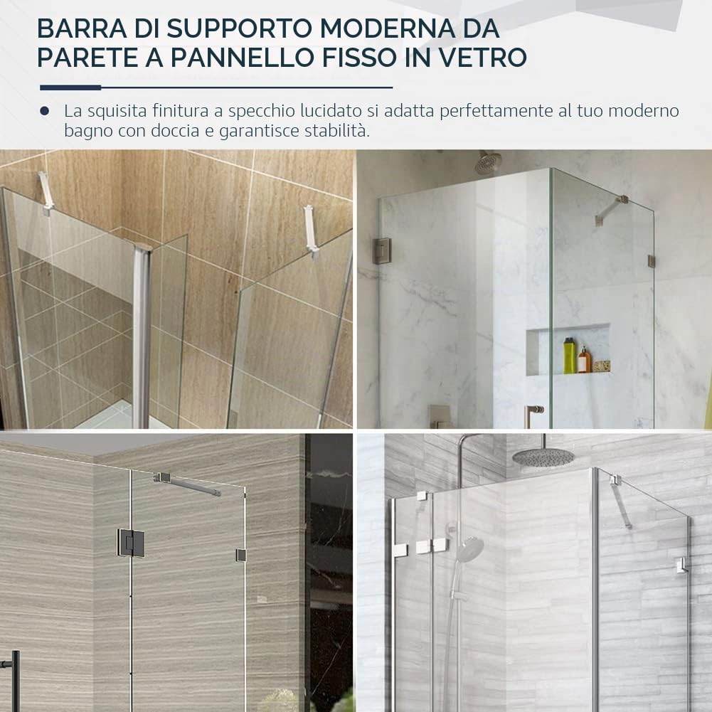 80 cm stainless steel Frameless Shower Door Fixed panel wall-to-glass Support bar for 6mm 8mm 10mm spessore vetro da m-home