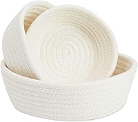Juvale 3-Pack Small Round White Cotton Rope Nesting Storage Baskets - Woven Organizing Bins for Home, Office, Kids Toys (6.5-8.2 in)