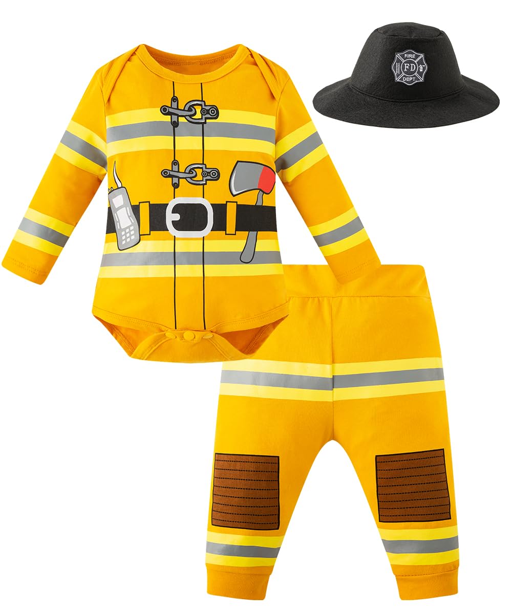 LENSOUS Paddy Field Baby Girls Boys Fireman Costume Pants Set(Fireman,18-24 Months)