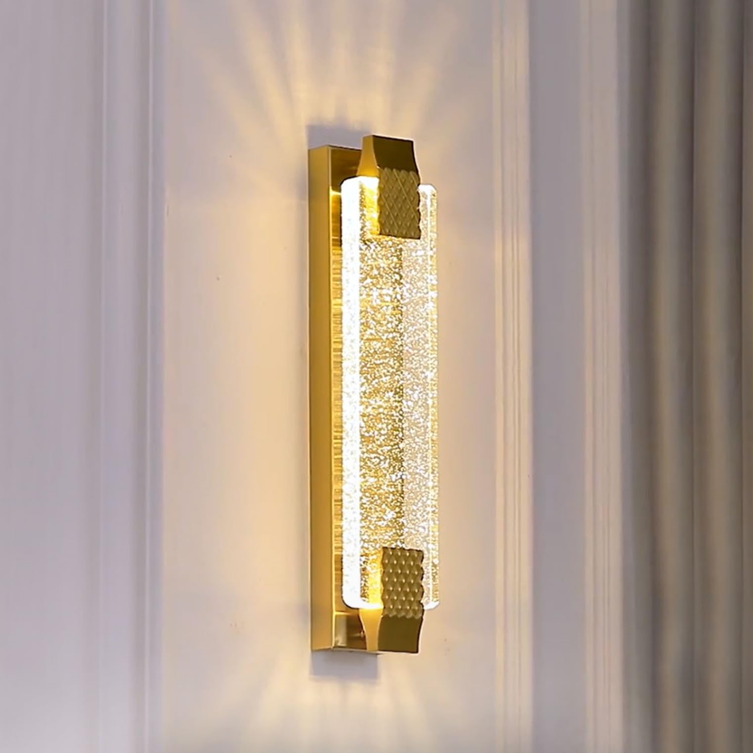 YOOCHUENG Crystal Gold Wall Light for Living Room,Modern and Nordic Wall Lamp with Tri Color LED Lighting for Bedroom Hallway Stairs [Gold] — image 1