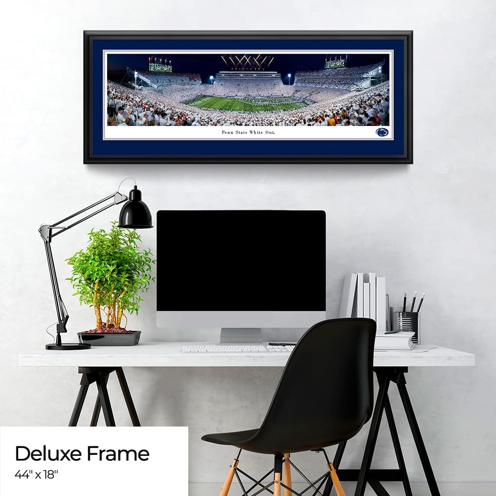 Penn State Football, Run Out - 44x18-inch Double Mat, Deluxe Framed Picture by Blakeway Panoramas
