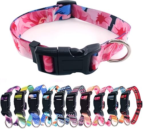 Collar de perro Love Dream resistente con hebilla de liberación rápida ajustable para perros pequeños, medianos y grandes (grande (15.8 "-23.6"),