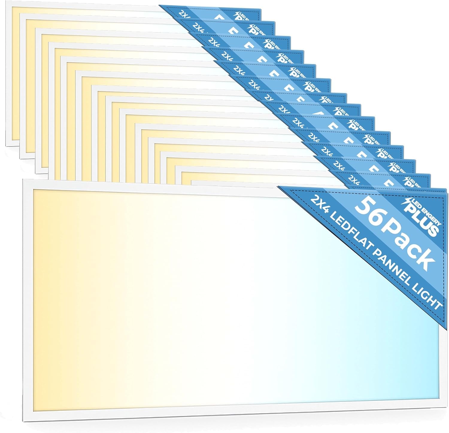 56 Pack 2x4 LED Flat Panel Light for Drop Ceiling, 9360lm Selectable 30W/40W/50W/60W/72W, Color Temperature 3000K/3500K/4000K/5000K/6500K, 0-10V