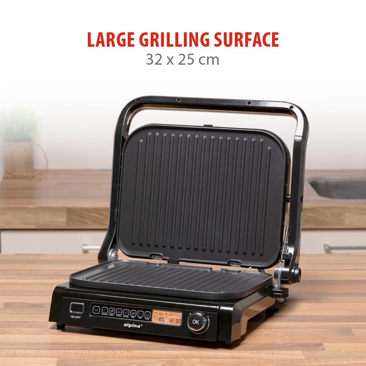 ALPINA Grill kontaktowy, 230 V, 2100 W, stal nierdzewna