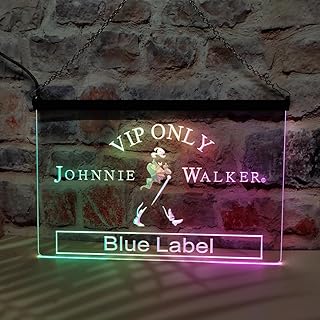 LED Neon Light Sign Featuring Colorful Flowing Effect Style for VIP Only Johnnie Walker Blue Label Bar Beer Pub Store Shop Club Man Caves Garage Home Party - Brighten Up Your Space