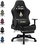 Symino Chaise de jeu, chaise d'ordinateur avec repose-pieds, appuie-tête et support Lombaire, ergonomique PC Chaise, Chaises tournantes réglables en hauteur, Noir