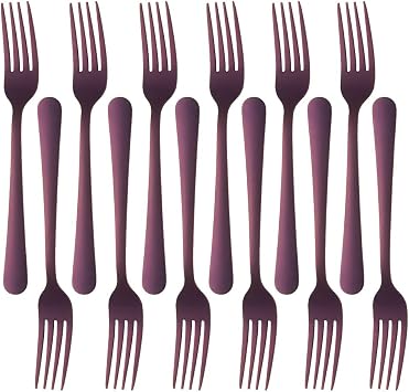 Dinner Forks Stainless Steel 12pcs Flatware Sets, MINGYU Purple Flatware Forks Use For Family/Restaurant/Wedding/Party