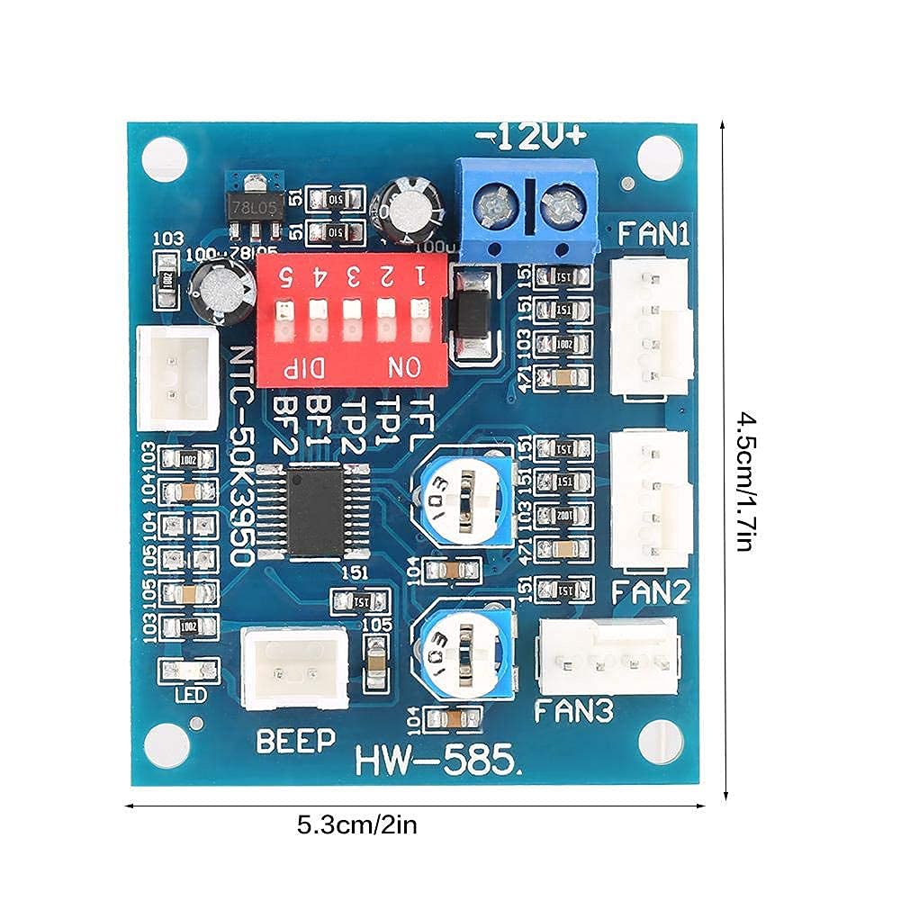 Modulo Regolatore Velocità Ventola PWM, Regolatore Ventola Termostato DC12V a 4 fili con sensore Scheda Regolatore fai-da-te per PC + funzione Allarme Sonda Buzzle
