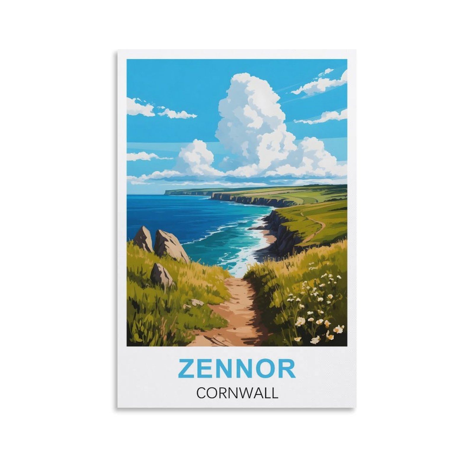 EZMLFA 5D Diamond Art Kits for Beginner,Zennor Cornwall,Diamond Art House DIY Diamond Art Kits for Home Wall Decor 40x40cm