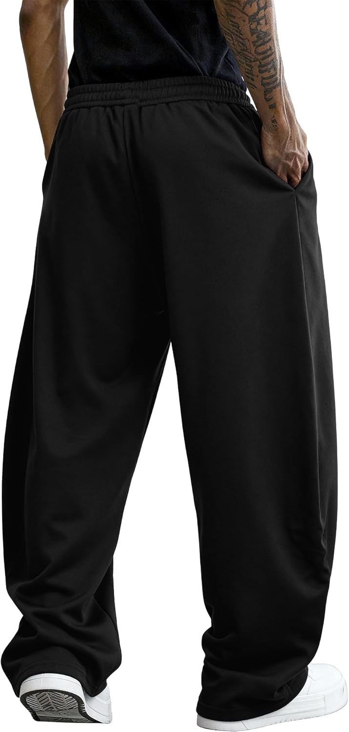 JEMLDL Men's Baggy Sweatpants Wide Leg Barrel Sweat Pants Drawstring Elastic Waist Loose Fit Slacks with Pockets - Image 4