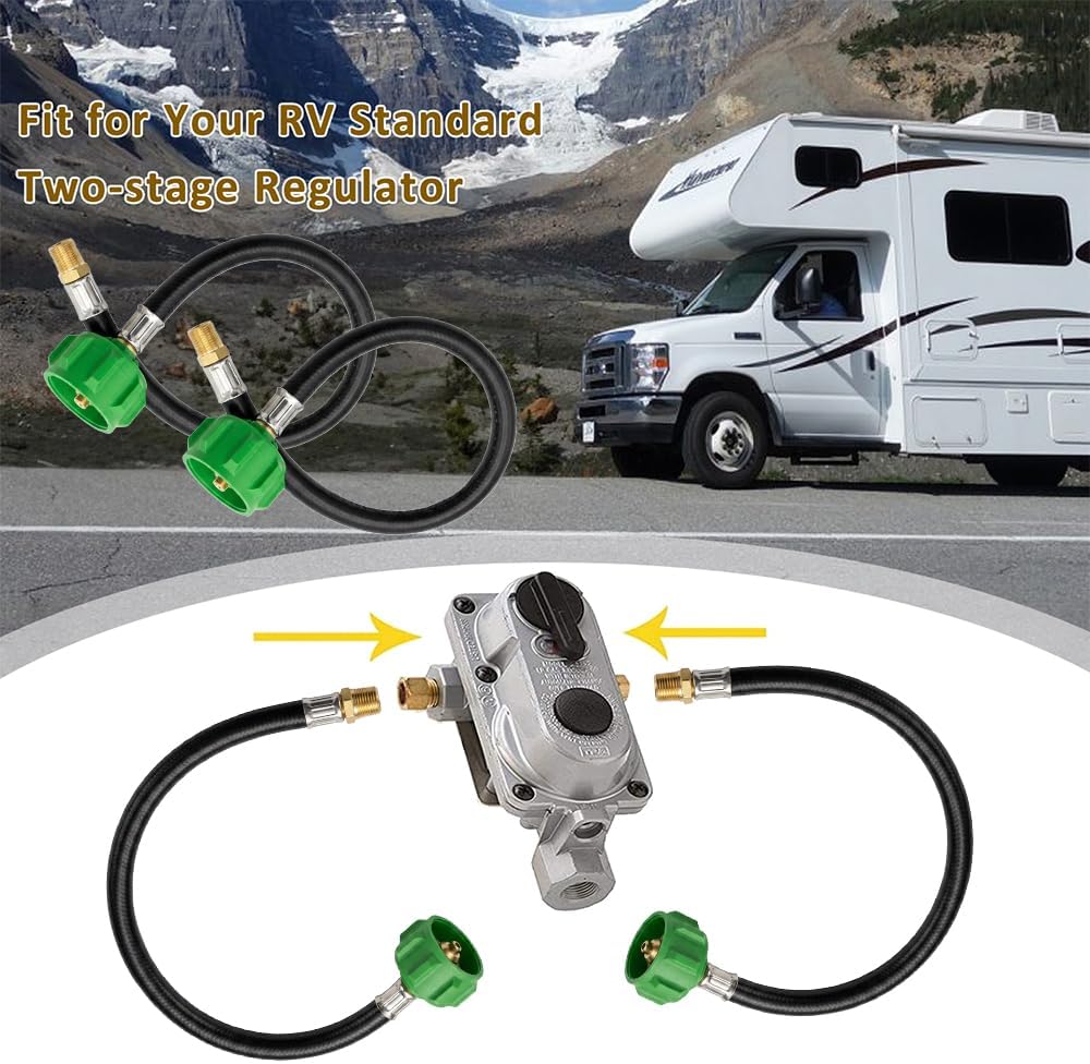 ATKKE 1/4 Inch Male NPT Pigtail Propane Hose Connector, 15” RV Propane Hose Connects Propane Tank to a RV Trailer Propane Regulator (2-Pack)