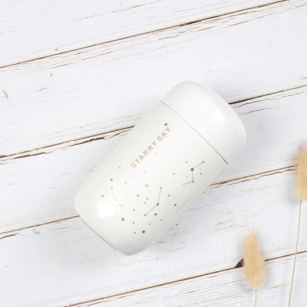 Mini Constellation Vacuum Cup, 200 ML Stainless Steel Protable Thermos Mug Leak-proof Coffee Cup 2 Hours Constant Temperature For Eternal Love (Black)-white_150ML