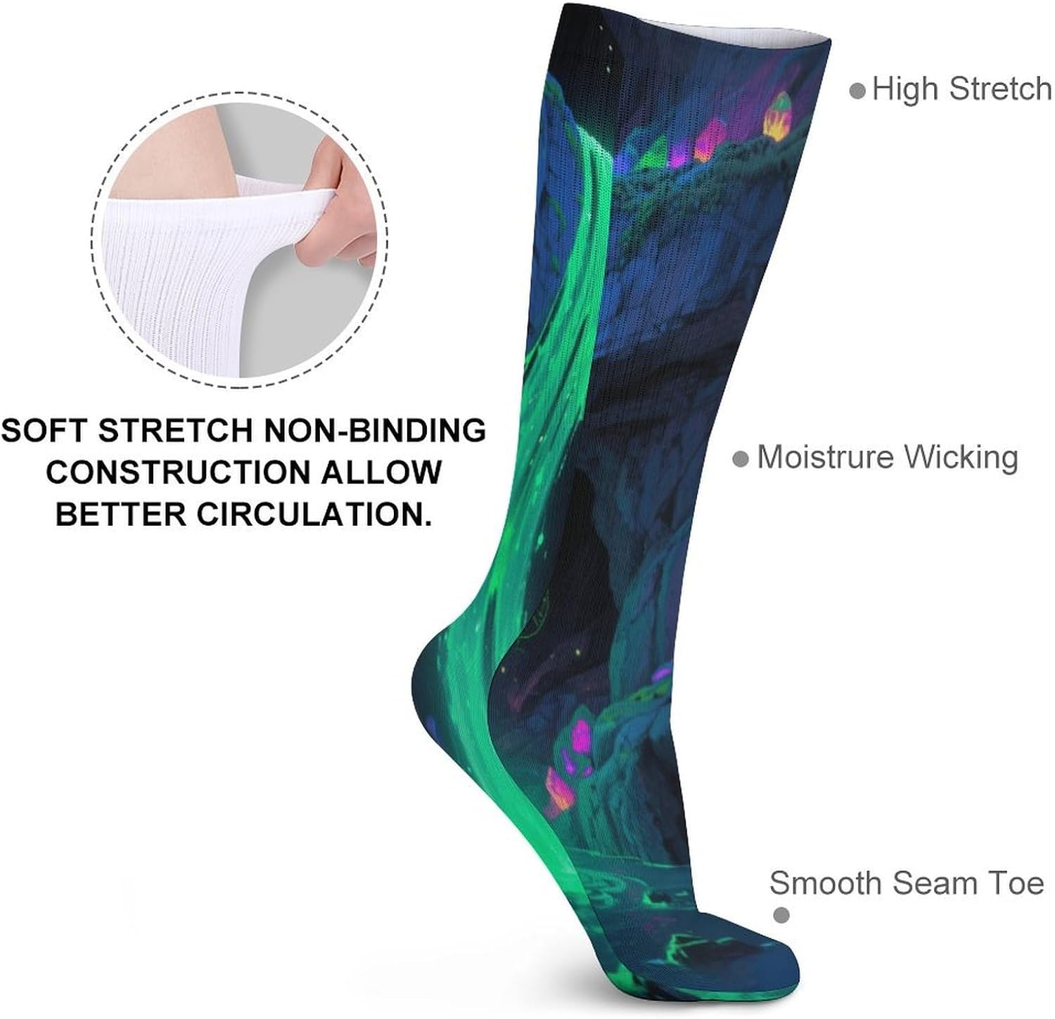Fantasy Cave Crew Socks High Stocking Thermal Socks | Tube Socks-Breathable-Moisture-Soft-wicking for Hospital Pilates Yoga for women men Grippy for office and daily walking