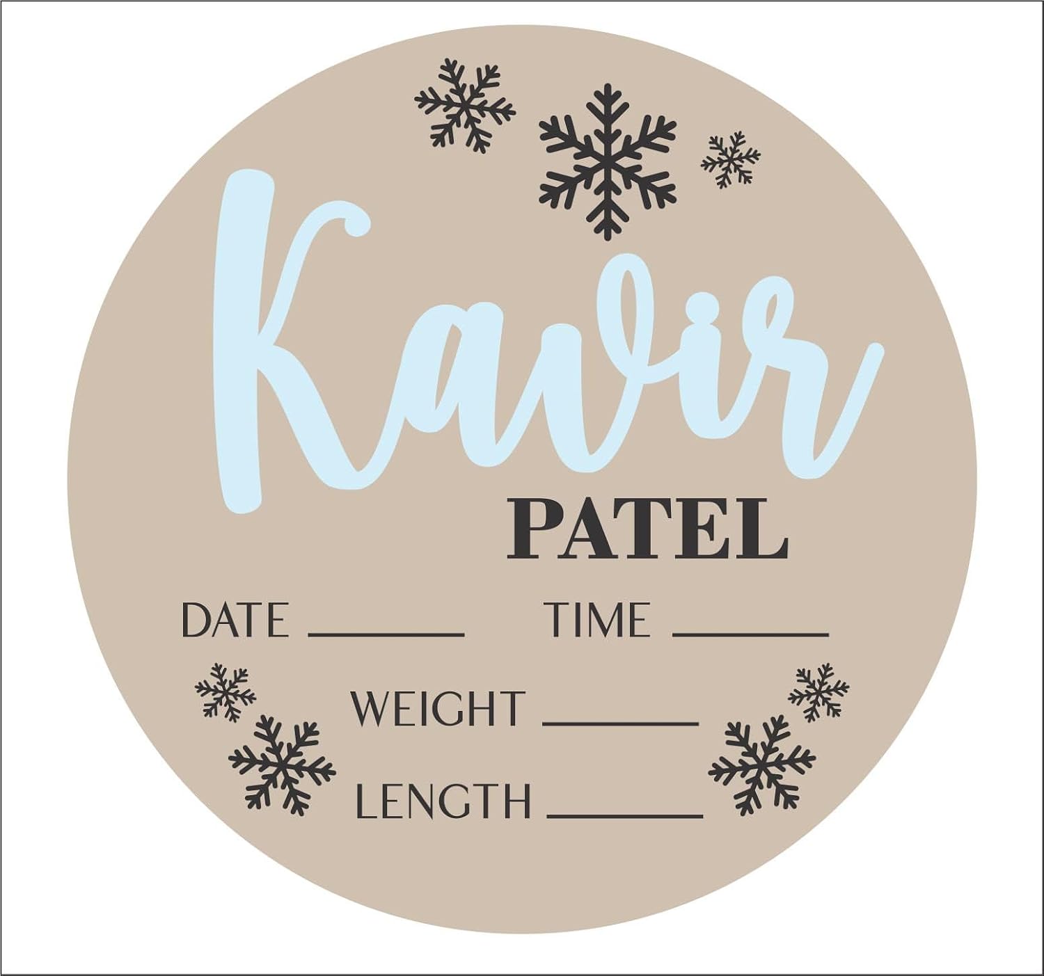 Personalized Snowflake Baby Announcement Sign, Custom Name & Birth Stats Plaque, Winter Newborn Hospital Photo Prop