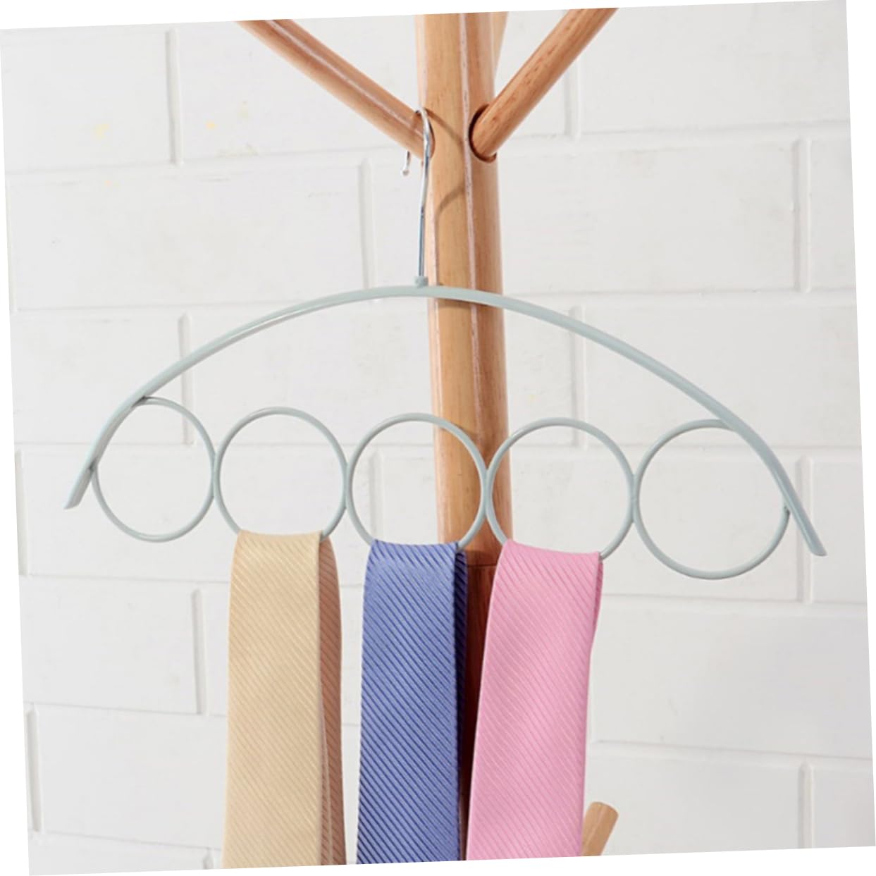 PRETYZOOM Rutschfester Kleiderschrank Organizer mit 5 Ringen Multifunktions-Haken für Krawatten, Schals, Gürtel, platzsparend, Kleiderbügel für Haus und Garderobe