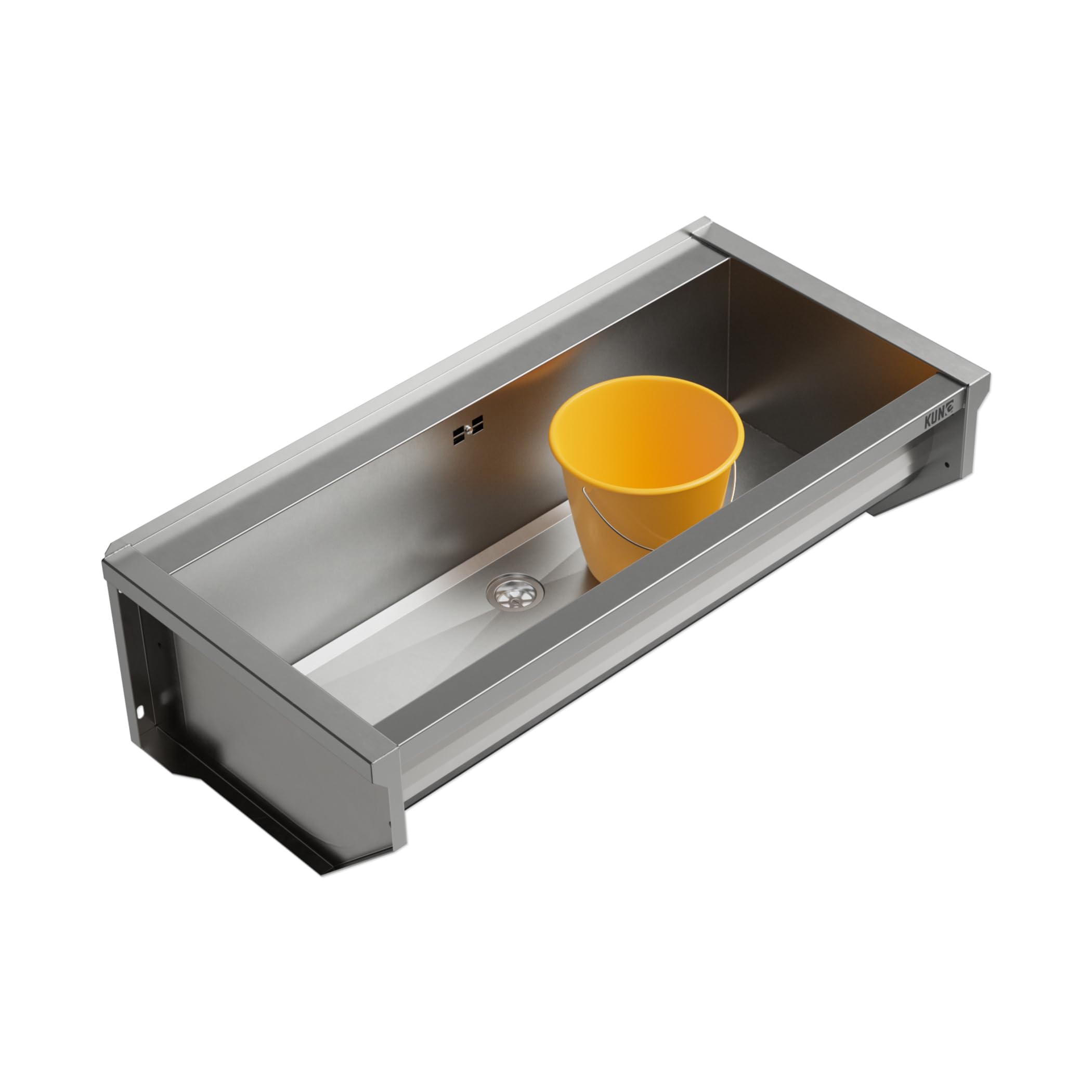 KUNe SOLIDUM 90 - Ausgussbecken Edelstahl zur Wandmontage - Außenmaße 98 x 47 x 28 (BxTxH) cm