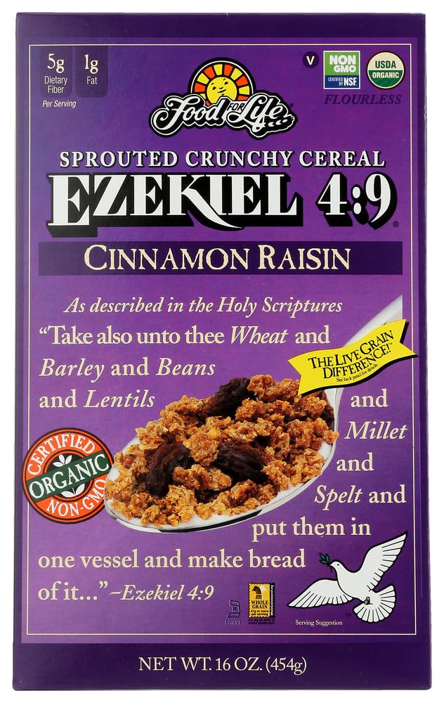 Food For Life, Ezekiel 4:9, Sprouted Whole Grain Cereal, Cinnamon Raisin, 16 oz (454 g)(pack of 2)