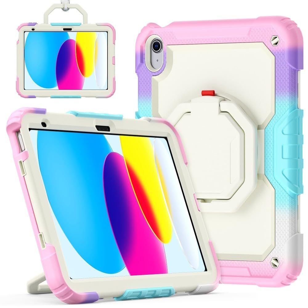 Generic Custodia compatibile con iPad 5a generazione 9.7 2017 (colore: rosa mimetico) elegante custodia rigida completa in silicone rigido con tracolla