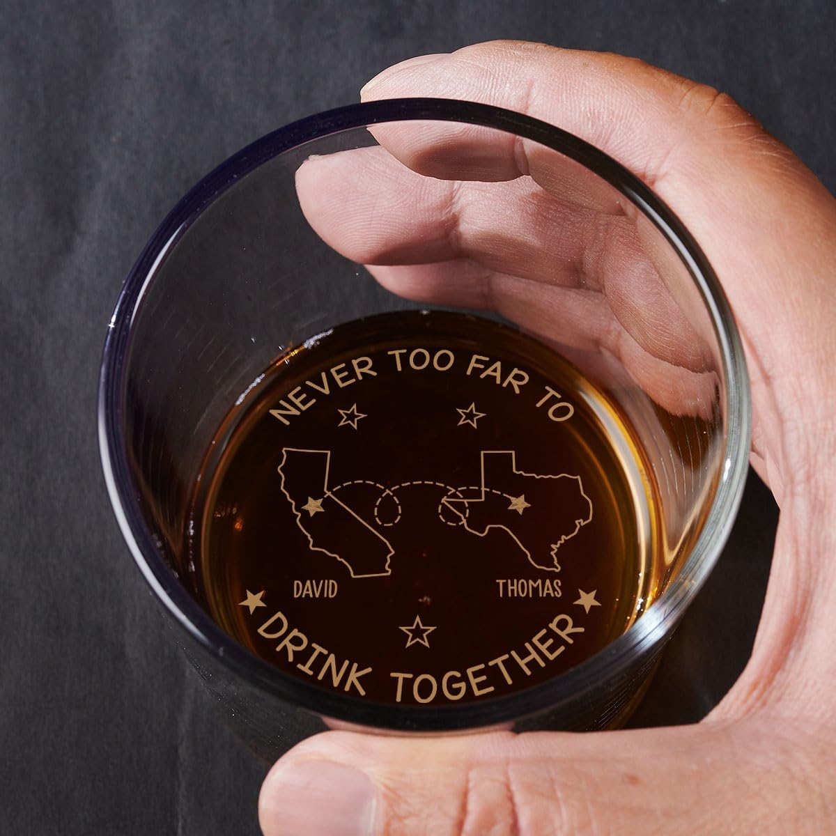 Wrappiness Never Too Far To Drink Together - Personalized Custom Engraved Whiskey Glass, Custom State Maps Gift for Alcohol Brothers Sisters Long Distance Friendship Brotherhood Sisterhood W15-01-201