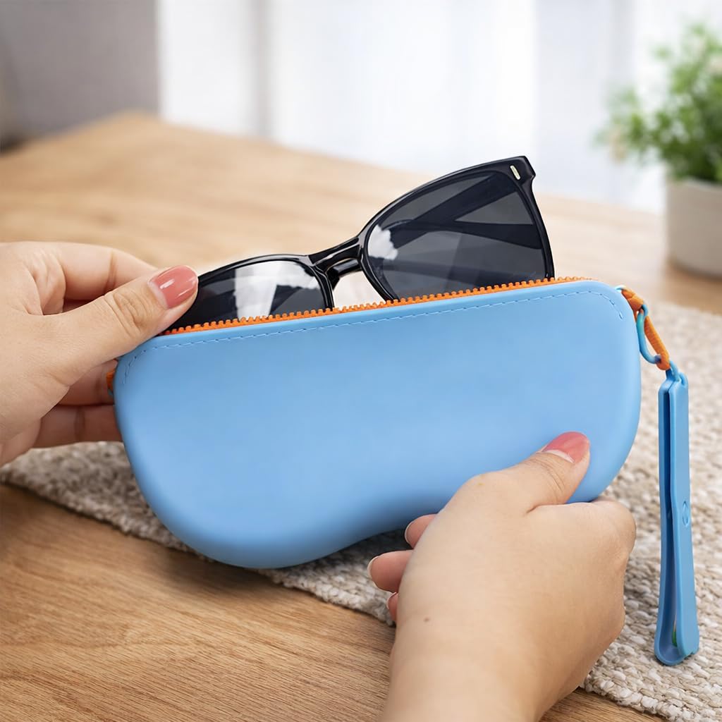 Shrux Silicone Storage Pouch with Zipper & Wrist Strap, Soft Eyeglasses Case, Makeup Pencil Organizer, Compact Travel Accessory Bag for Daily Use (1) 3