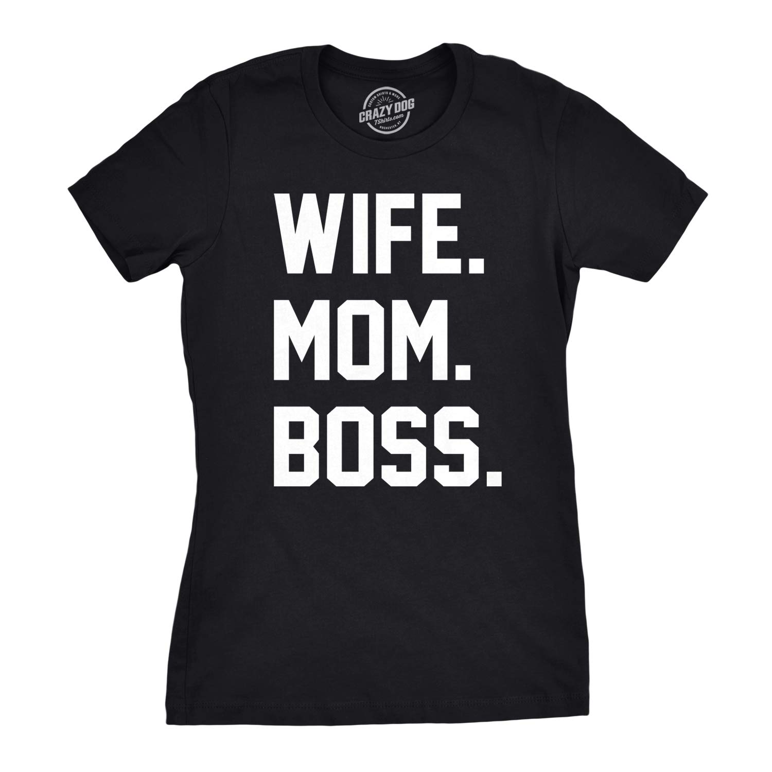 Crazy Dog T-ShirtsWomens Wife Mom Boss Funny T Shirt I Am The Boss Tee for Ladies Shirts for Mom, Black, 3X-Large
