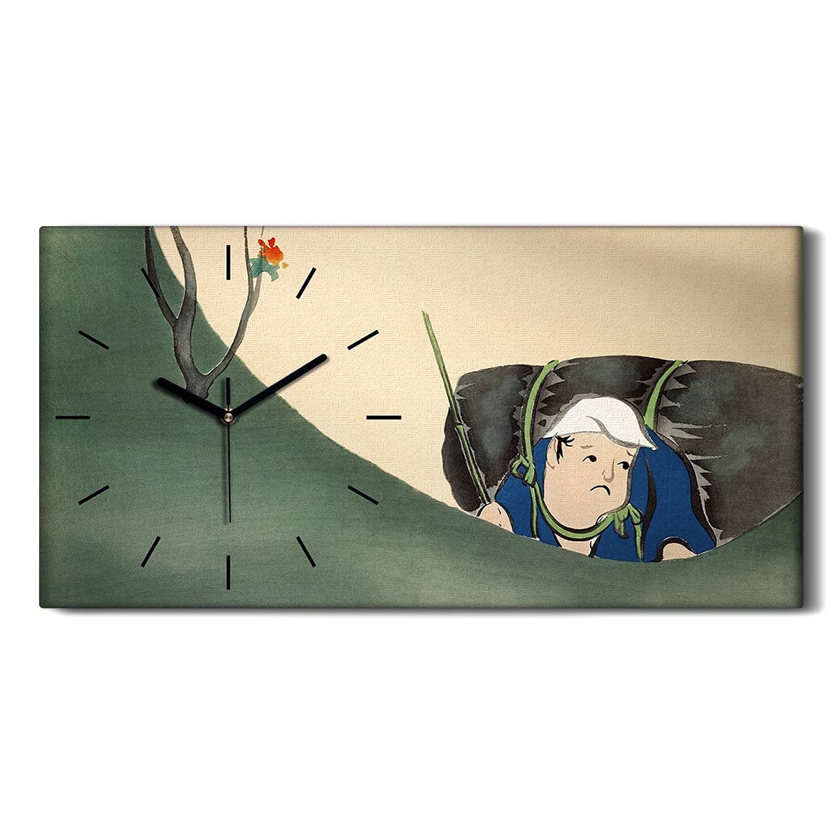 Horloge sur Toile Homme Fleurs Asiatique Décoration Salon Zen